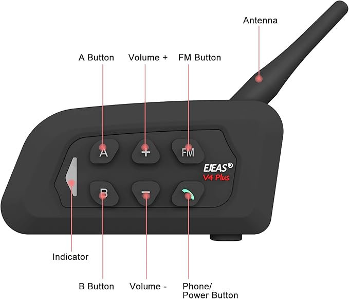 MIMIRACLE V4 Plus Motorcycle Helmet Bluetooth Intercom Headset - Image 6