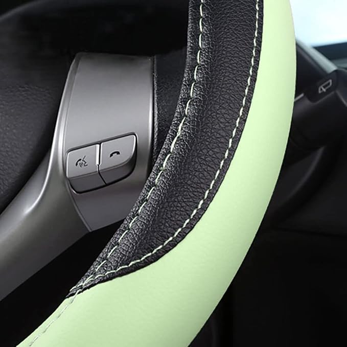 Leather Car Steering Wheel Cover, Non-Slip Car Wheel Cover Protector Breathable - Image 4