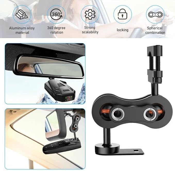 Radar Detector Mount, Aluminum Rearview Mirror Rod Radar Bracket, - Image 3