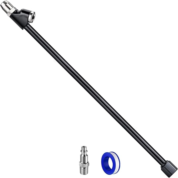 13'' Dual Head Air Chuck Set, Heavy Duty Extended Reach Tire Chuck w/Quick Plug by LUMITECO
