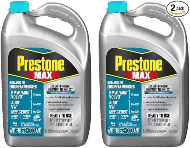 Prestone MAX Euro Blue 50/50 Antifreeze Automotive Coolant, Pack of One by Prestone