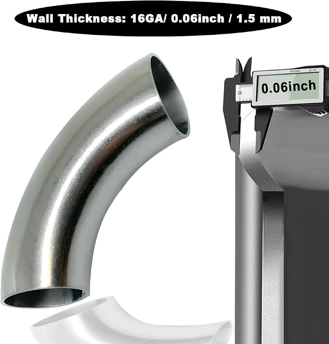 OD 1 Inch 90 Degree Stainless Steel Bend Tube 1” Exhaust Elbow Pipe - Image 5