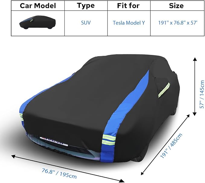 Avecrew Car Cover for Tesla Model Y, Custom Fit Full Exterior Cover - Image 3