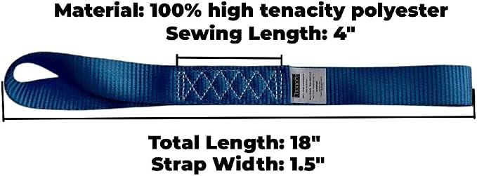 Heavy Duty Soft Loop Tie Down Straps 1.5 inches 18 inches 10, 000 LBS Breaking - Image 3