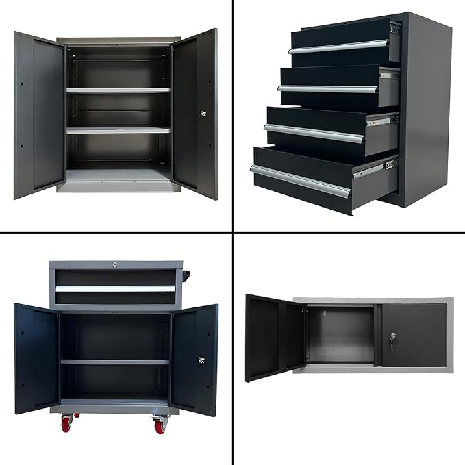 JZD Garage Storage Cabinet System, Lockable Tool Workbench Set - Image 5