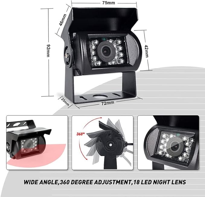 Hikity 7" Backup Camera with Monitor Kit, Waterproof 18 IR LED Night Vision - Image 9