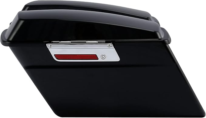XFMT Motorcycle Matte Black Hard Saddlebags Saddle Bags Trunk W/Lids & Chrome - Image 2