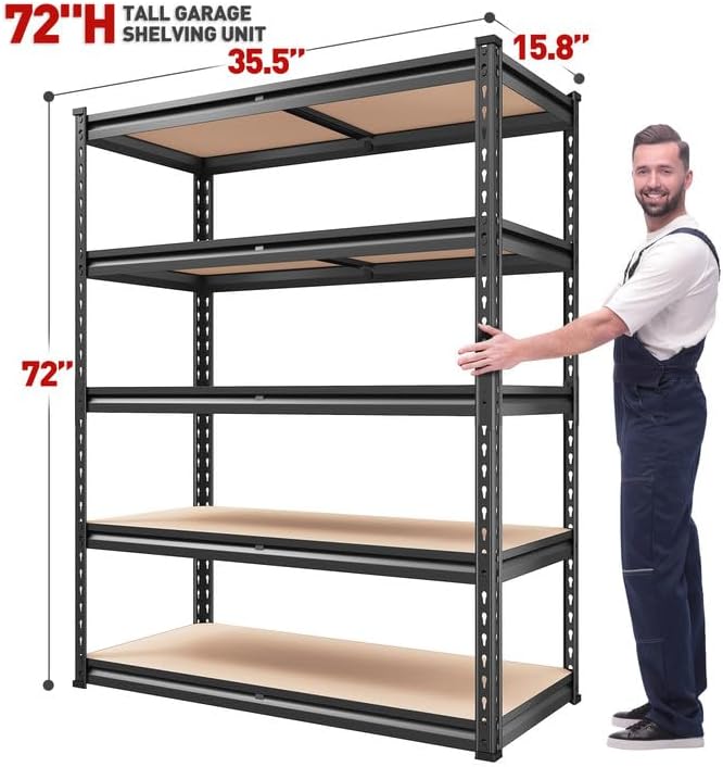 REIBII 2000LBS Garage Shelving Heavy Duty Storage Shelves 72" H Metal Shelving - Image 3