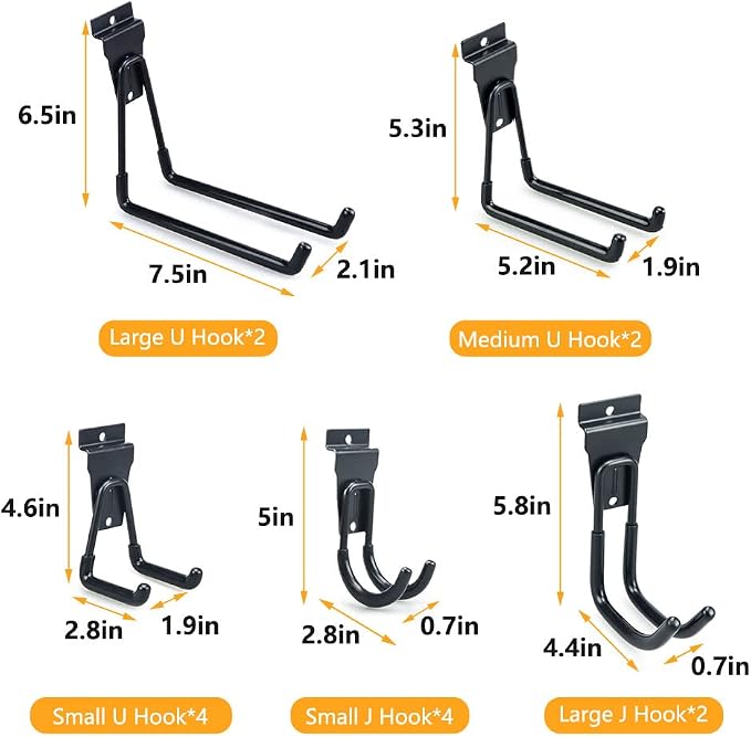 Slatwall Hooks, Slat Wall Accessories Multi Size Garage Hooks Storage Utility - Image 6