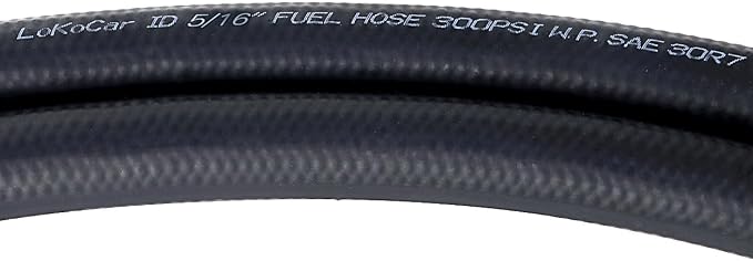 LokoCar 5/16" ID Fuel Hose Line Push Lock NBR Rubber SAE 30R7 300PSI 5ft Black - Image 2