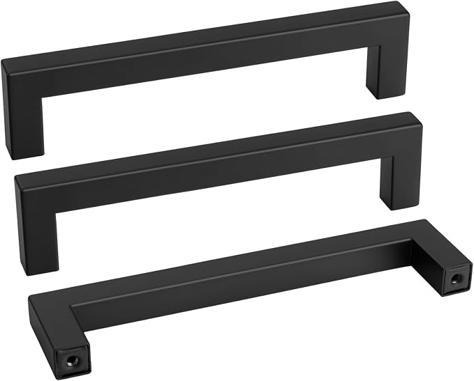 goldenwarm 150 Pack 6-1/4INCH Black Square Bar Cabinet Pull Drawer Handle by goldenwarm