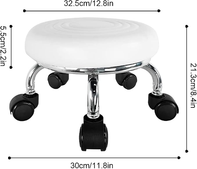 Modern PU Leather Low Round Rolling Stool - Image 3