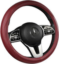 Cowhide Steering Wheel Cover Heat Resistant Anti-Slip Car Wheel Wrap Compatible by AEVEA