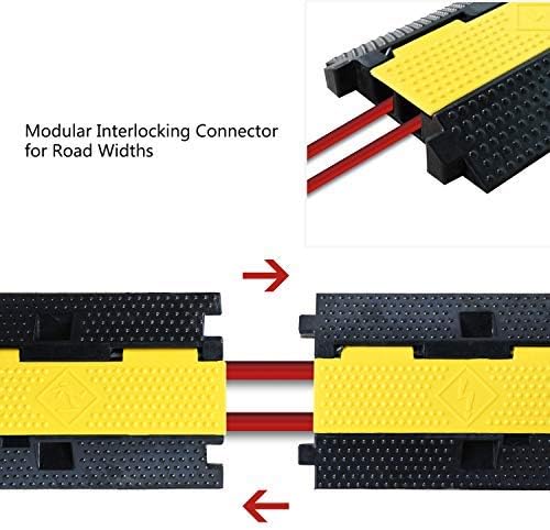 5 Pack Rubber Cable Ramp Hose Cable Protector Ramp 2 Channel 22000Lbs Load - Image 4