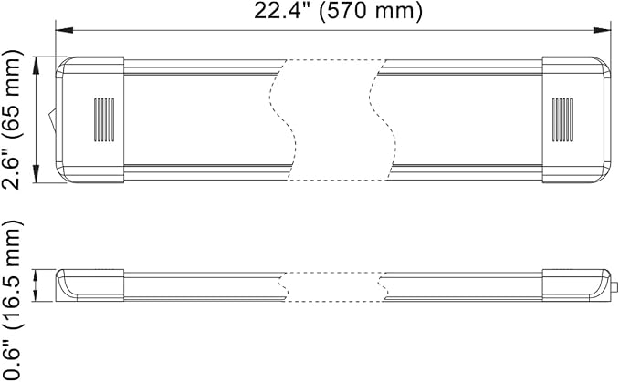 LED Interior Utility Light Fixture 22.4" x 2.6", High Lumen-Output Low Current - Image 2