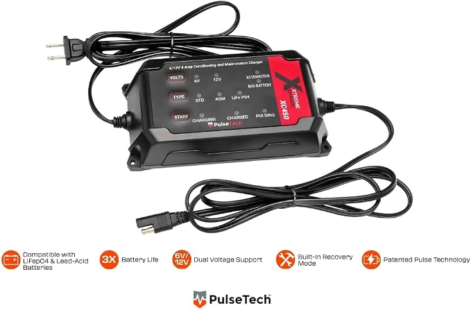 PulseTech XC450 Xtreme Charge 4 AMP Smart Battery Charger Maintainer, Trickle - Image 2