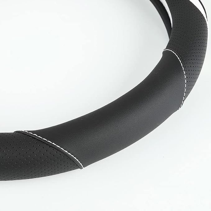 Car Steering Wheel Cover, Leather Steering Wheel Cover White Universal 14.5-15 - Image 5