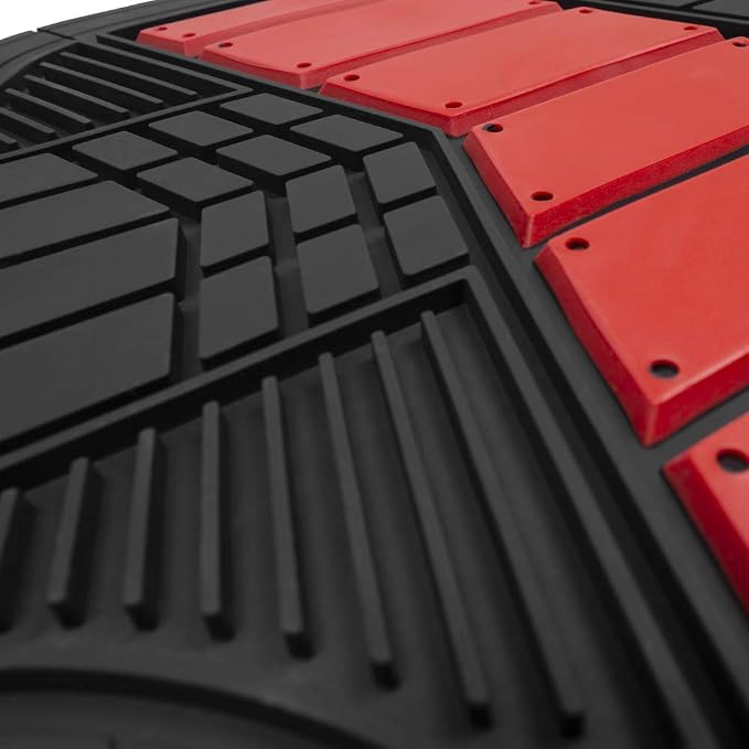 BDK Rubber Car Floor Mats All Weather Waterproof 4-Piece Sporty Two-Tone Design - Image 5