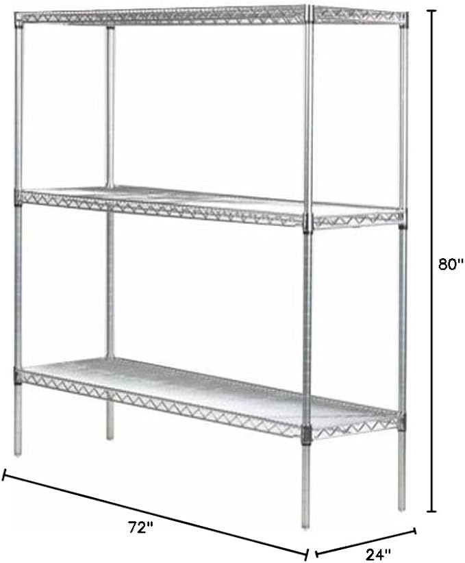 Omega 24" Deep x 72" Wide x 80" High 3 Tier Chrome Starter Shelving Unit - Image 2