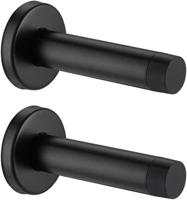 JQK Door Stopper Black, 304 Stainless Steel Thicken 1mm Sound Dampening Door by Homeimprovement