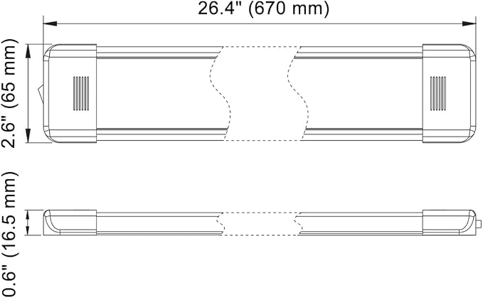 LED Interior Utility Light Fixture 26.4" x 2.6", High Lumen-Output Low Current - Image 2