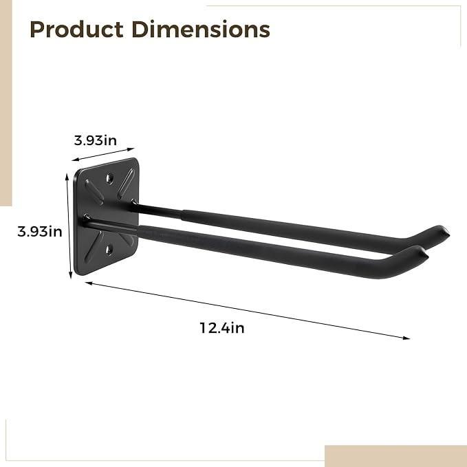 Heavy Duty Garage Hooks and Tool Organizer, 12.4 Inch Wall Mount Hangers - Image 5