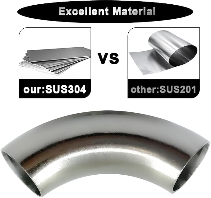OD 1 Inch 90 Degree Stainless Steel Bend Tube 1” Exhaust Elbow Pipe - Image 3