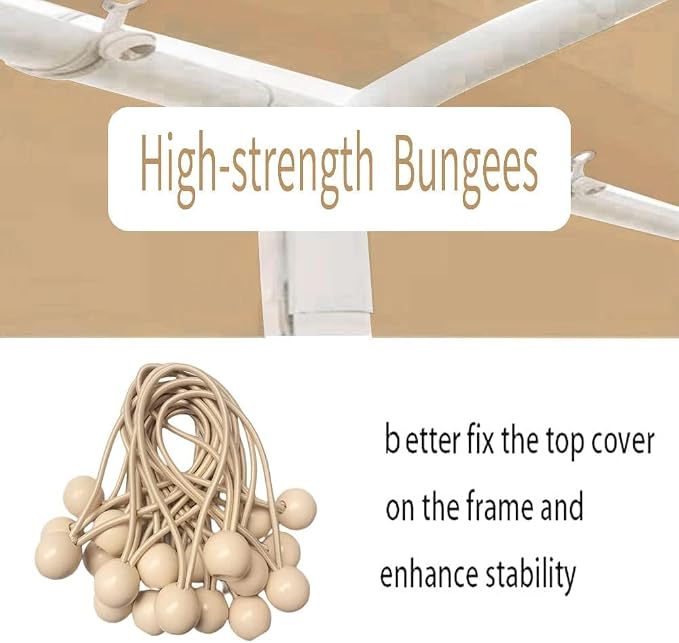 10'x20' Upgraded Carport Replacement Top Canopy Cover Beige - Image 6