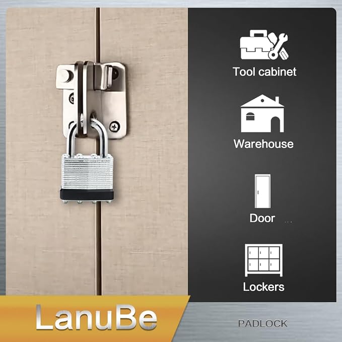 LanuBe Lock Laminated keyed Padlock, keyed Alike Locks, Normal Shackle - Image 8