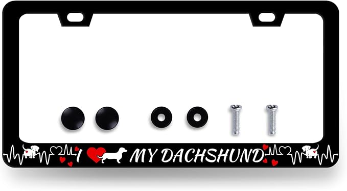 I Love My Dachshund License Plate Frame Animal Dog License Plate Holder by RNKATIH