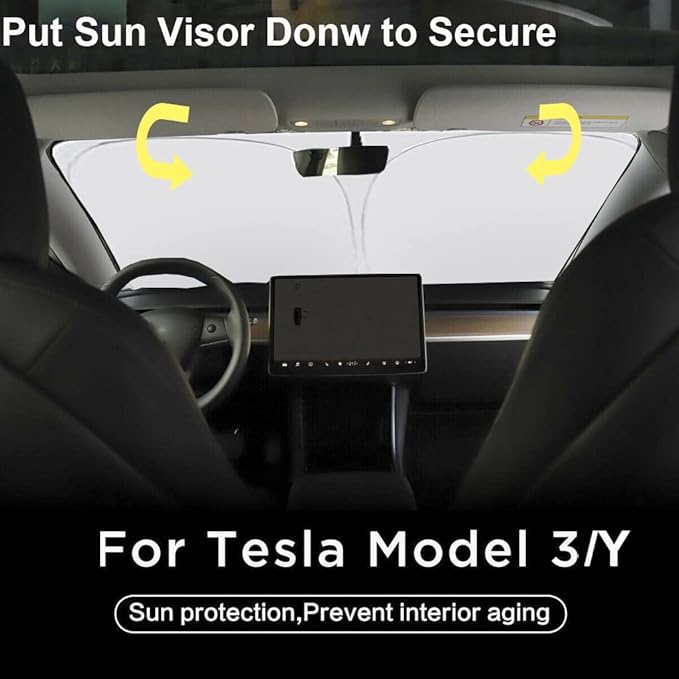 Gven Windshield Sun Shade for Tesla Model Y/3 Accessories 2025 Car Front Window - Image 6