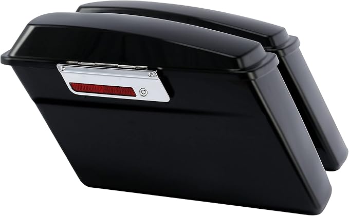 XFMT Motorcycle Matte Black Hard Saddlebags Saddle Bags Trunk W/Lids & Chrome - Image 3