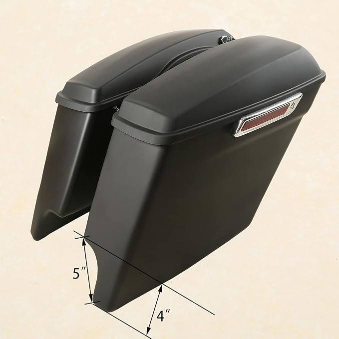 XFMT Matte Black 5" Stretched Extended Saddlebags Hard Saddle Bags W/Black - Image 3