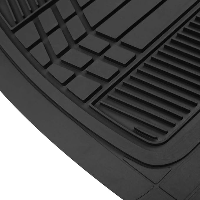 BDK Rubber Car Floor Mats All Weather Waterproof 4-Piece Sporty Two-Tone Design - Image 8
