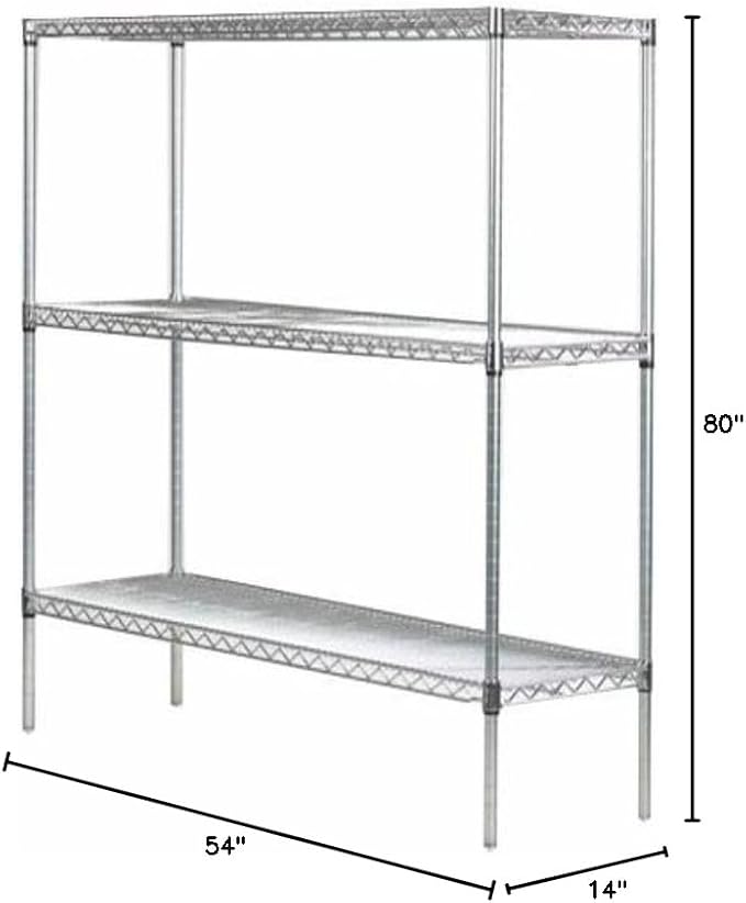 Omega 14" Deep x 54" Wide x 80" High 3 Tier Chrome Starter Shelving Unit - Image 2
