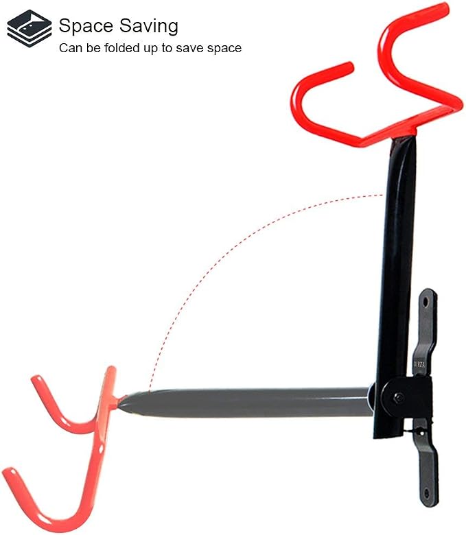 Dirza Bike Wall Mount Bike Hanger 2 Pack Foldable Bicycle Storage Horizontal - Image 2