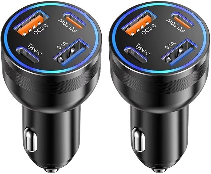 Car Charger USB C, Dual USB-C & USB-A Car Phone Charger Adapter Accessories by Avatcen