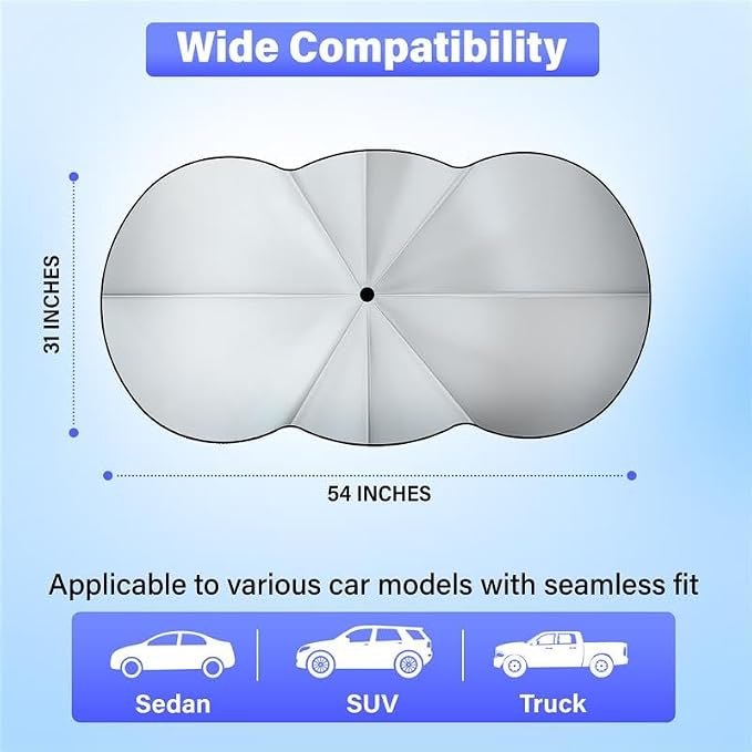 EcoNour Car Windshield Sunshade Umbrella | Foldable Windshield Sun Shade Cover - Image 3