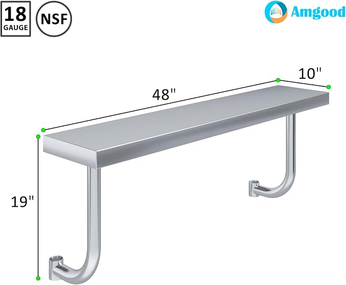 AmGood 13.5 in. x 49 in. Stainless Steel Adjustable Work Surface - Image 3