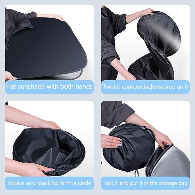 Car Windshield Sun Shade, Foldable Reflective Sun Visor, Sun Heat and UV Rays - Image 6