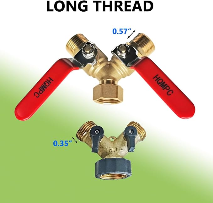 HQMPC Garden Hose Y Valve Splitter Brass Hose Splitter - Image 5
