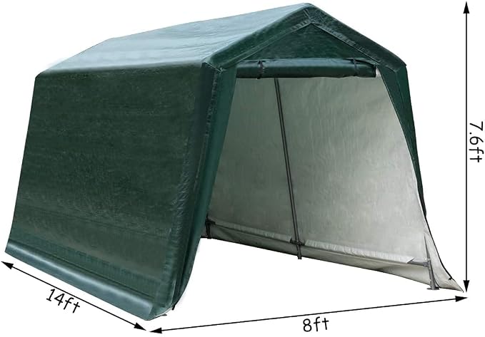 ERGOMASTER 8 Ft x 14 Ft Outdoor Carport Patio Storage Shelter Metal Frame and - Image 6