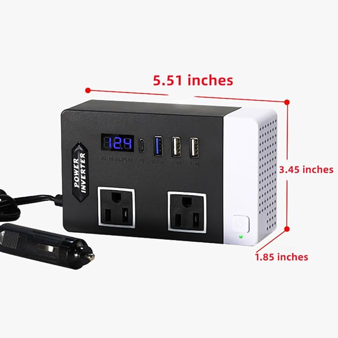 300W Car Power Inverter, DC 12V to 110V AC Car Plug Adapter Outlet - Image 4