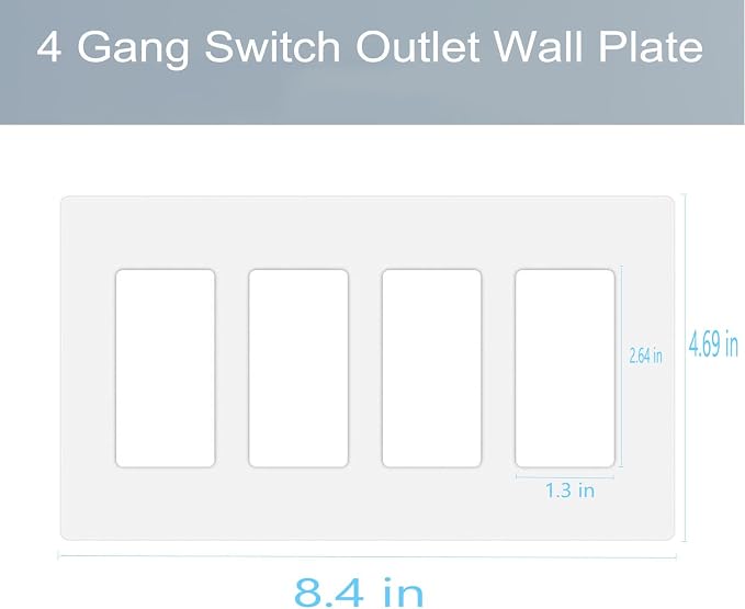 4-Gang Screwless Decora Wall Plate Cover Switch Outlet Electrical Faceplate - Image 2