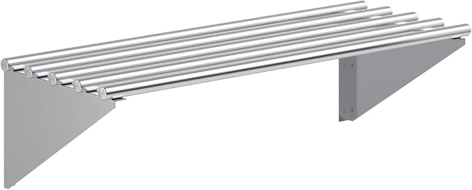 AmGood 14 in. x 36 in. NSF Stainless Steel Tubular Wall Shelf | Heavy-Duty by AmGood