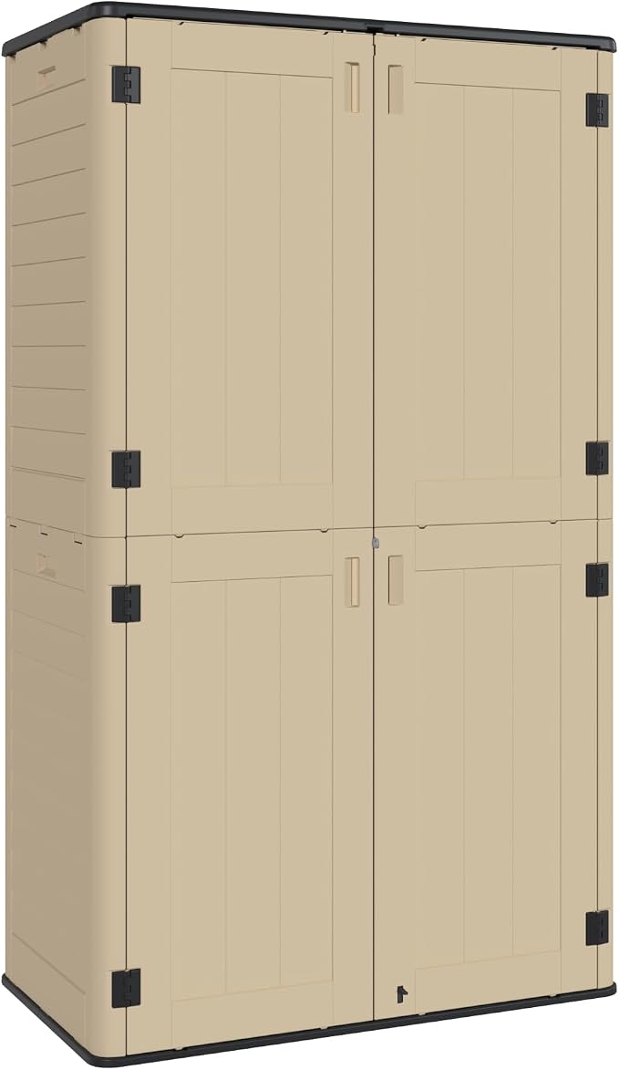 60 Cu.Ft Vertical Outdoor Storage Shed, Weatherproof Outdoor Tall Cabinet - Image 8