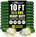 10ft Outdoor/Indoor Extension Cord 12/3 Gauge Extra Heavy Duty 3 Prong SJTW by LifeSupplyUSA