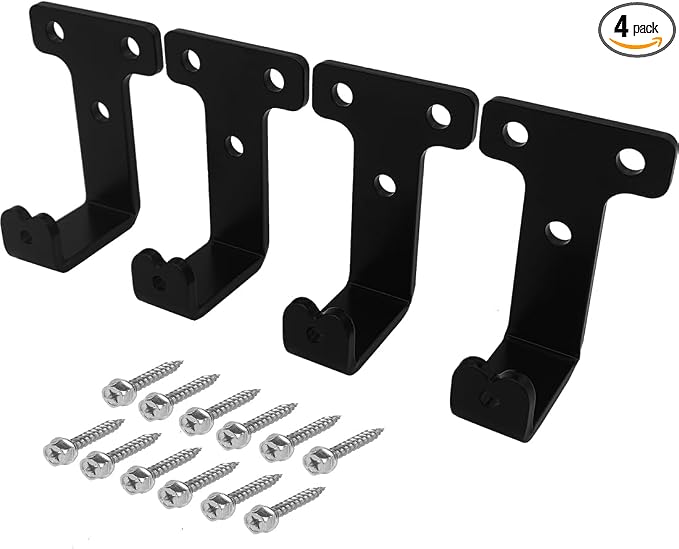 4 PCS black heavy duty metal flat j hooks by Jouray