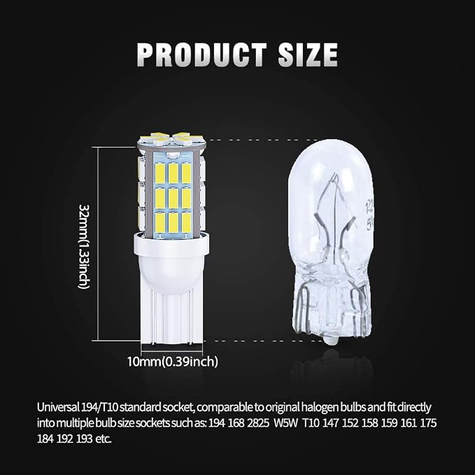T10 921 194 168 175 LED Bulbs White 20-Packs, Super Bright 3014 42-SMD LED - Image 3