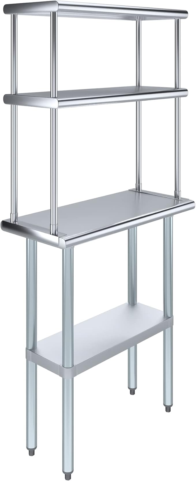 Amgood Stainless Steel Work Table Double Tier Overshelf by AmGood